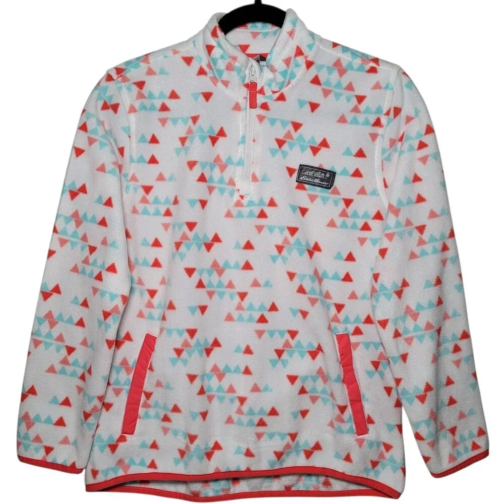 Eddie Bauer Youth Quest Fleece 1/4-Zip Pullover Triangle Print Large Aztec - Picture 3 of 12